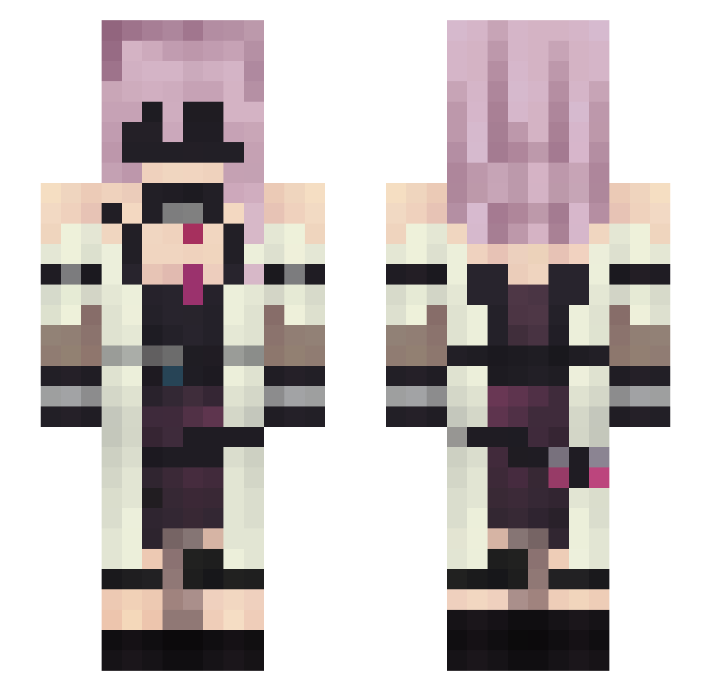 its_vee Minecraft skin, front and back view
