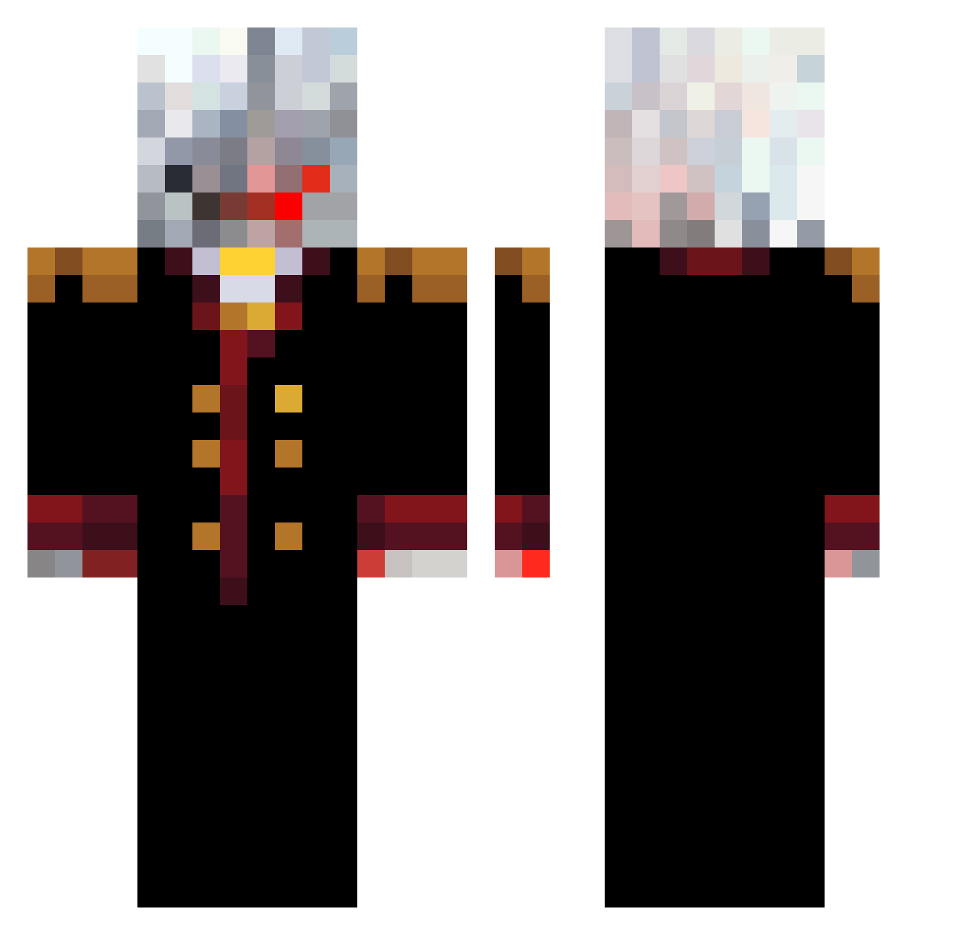 Shinixx1 Minecraft skin, front and back view