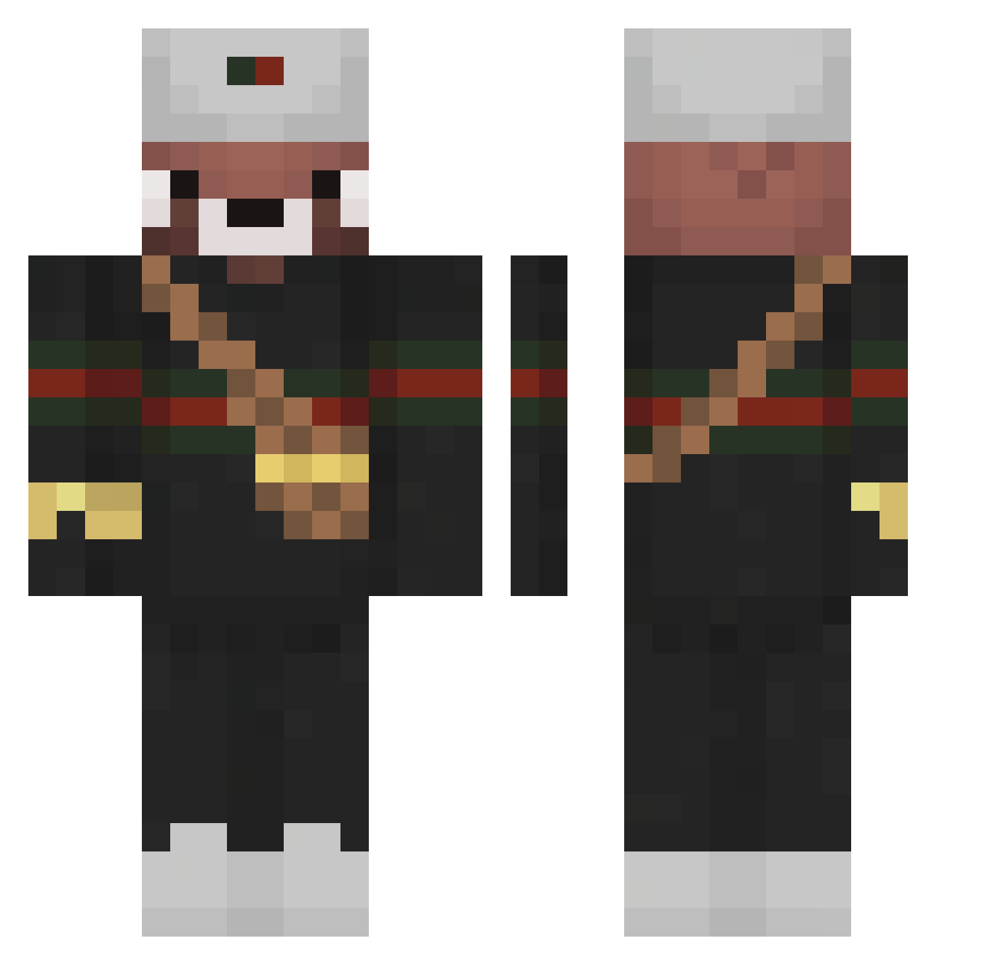 Poxad Minecraft skin, front and back view