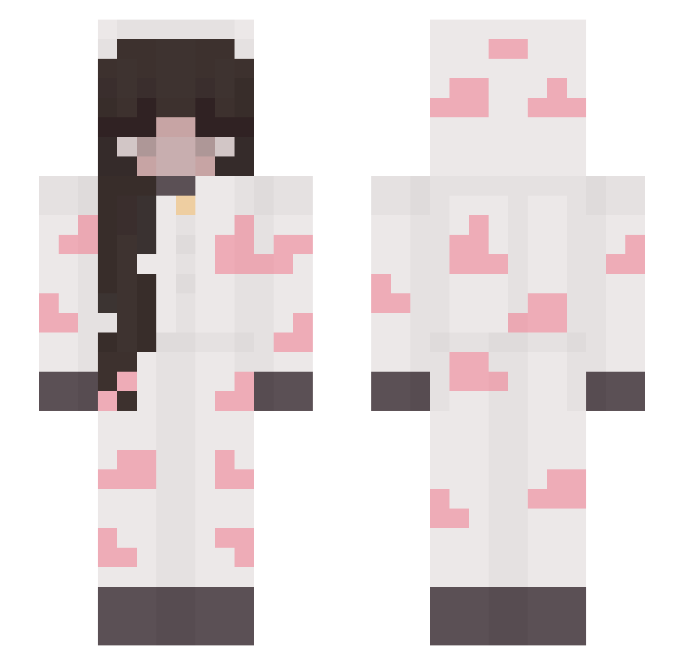 Discoloured Minecraft skin, front and back view