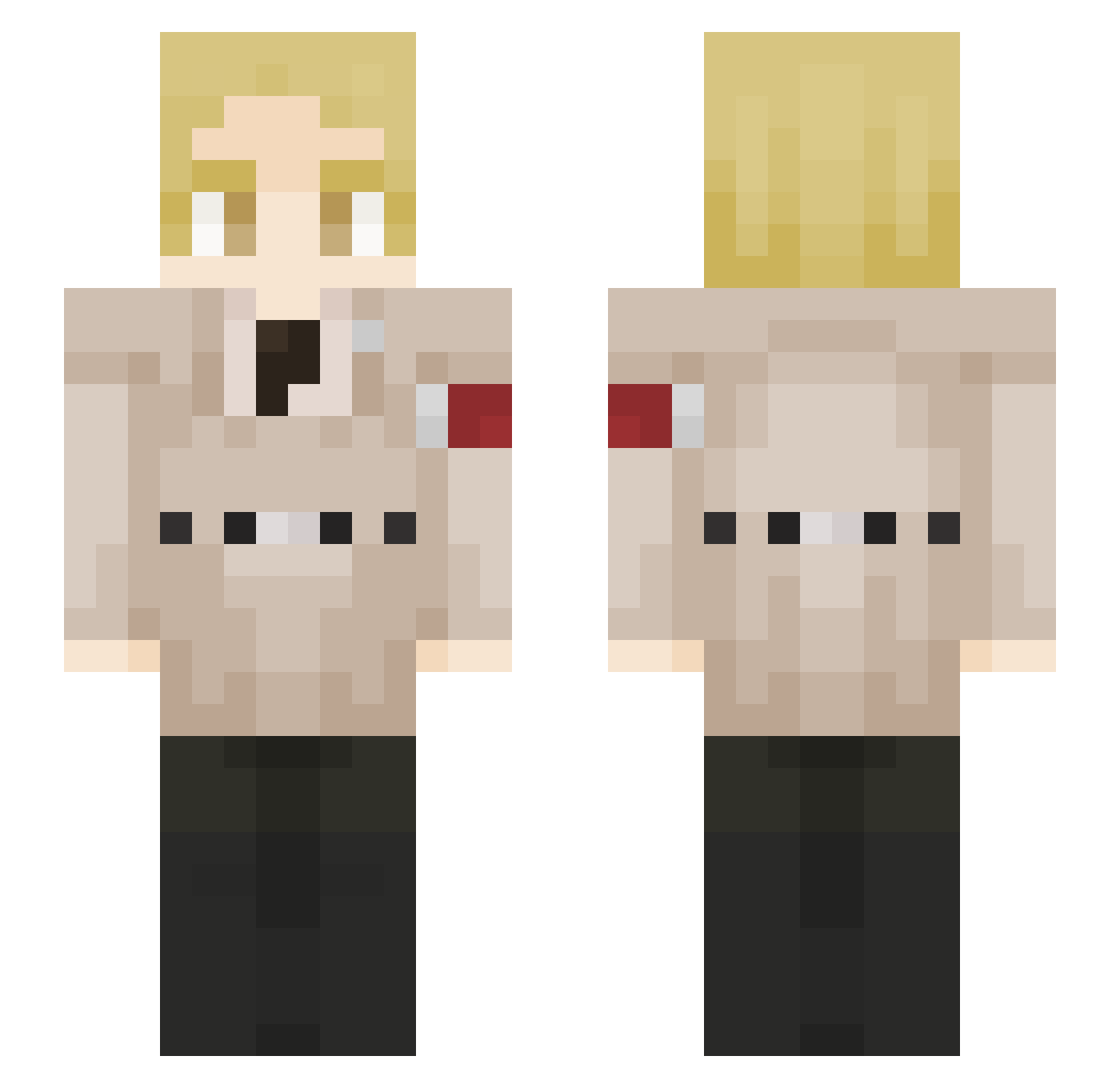 Beatlefield Minecraft skin, front and back view