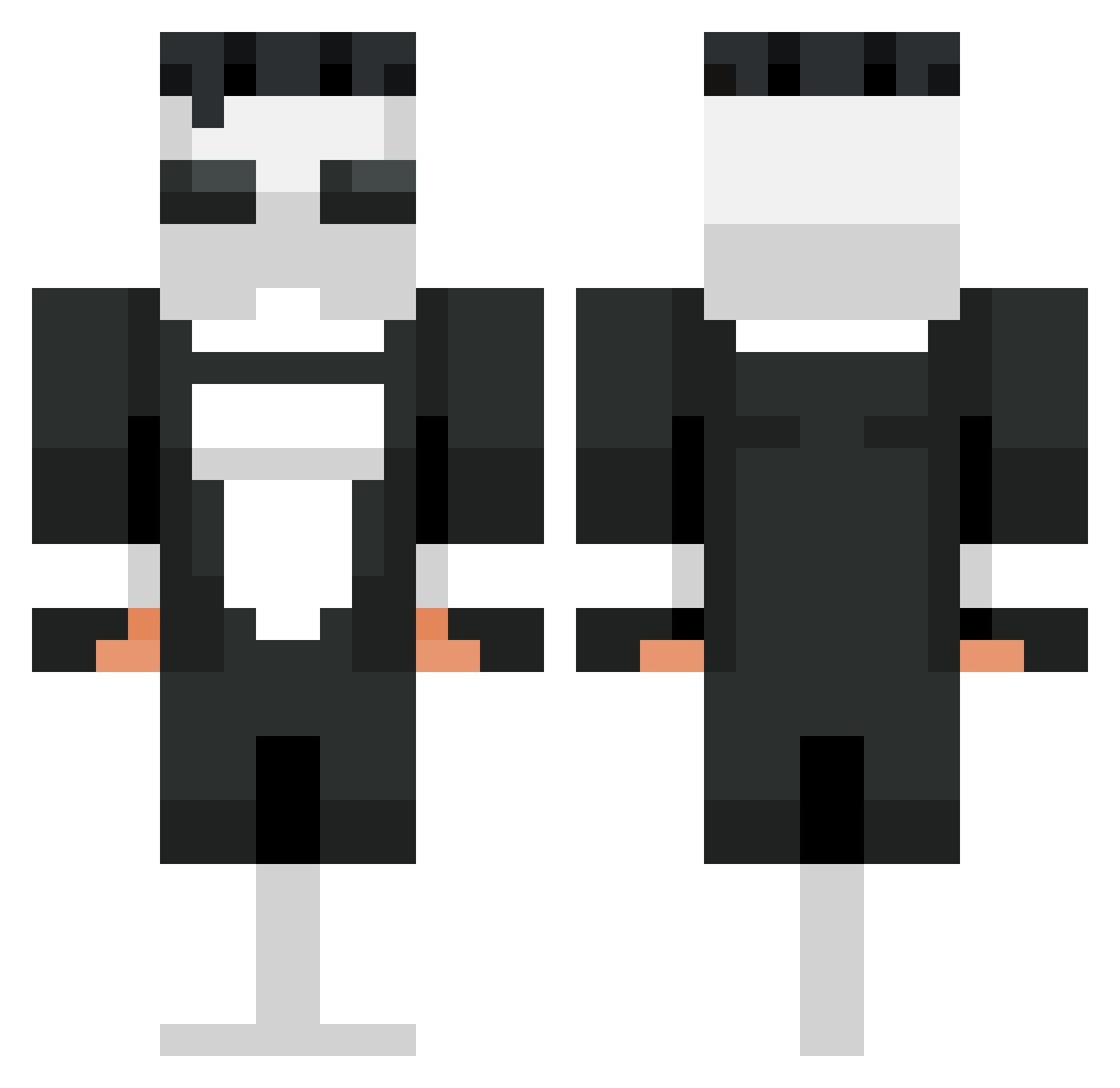 RedeemedVoid Minecraft skin, front and back view