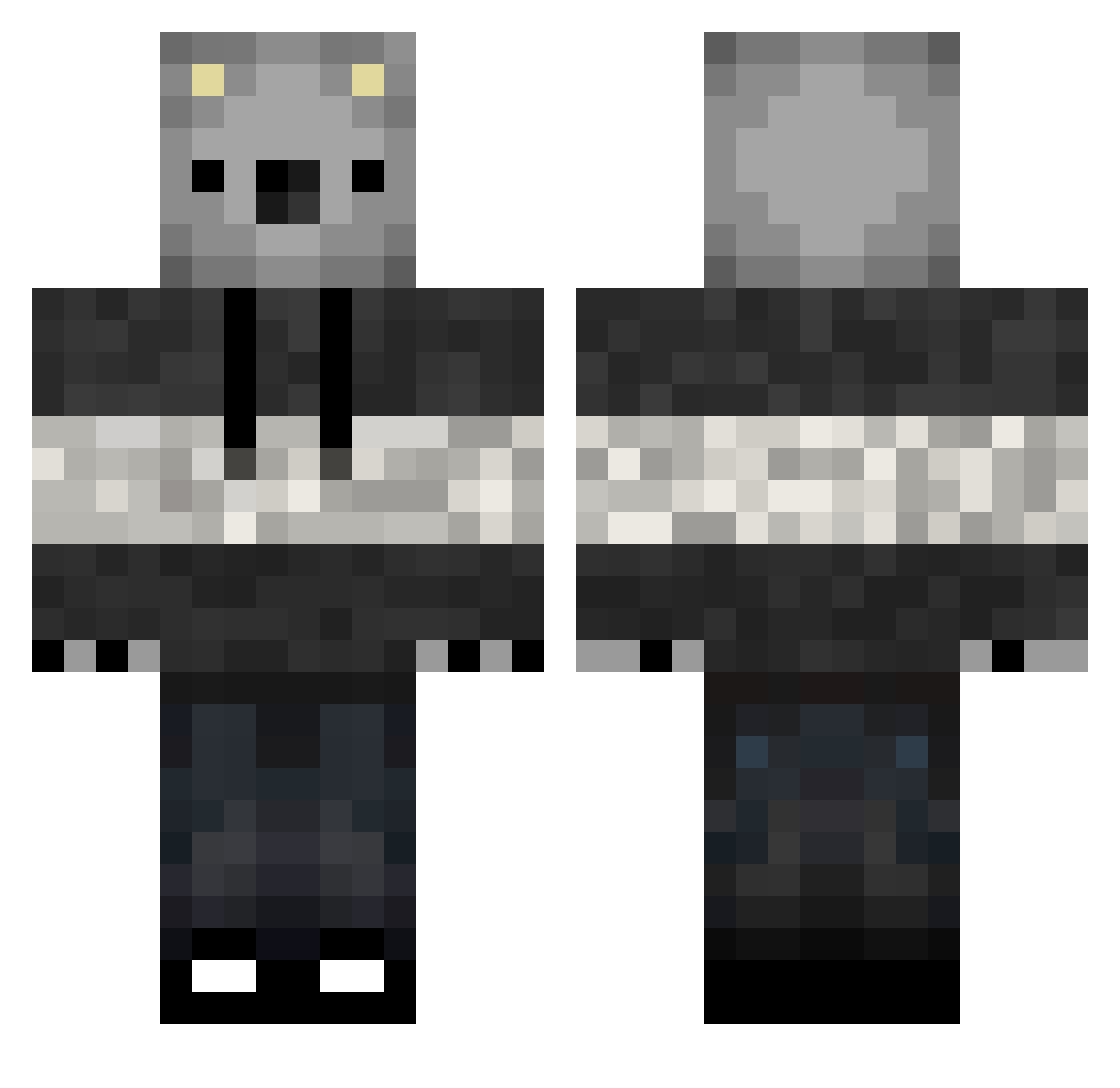 Axionste Minecraft skin, front and back view
