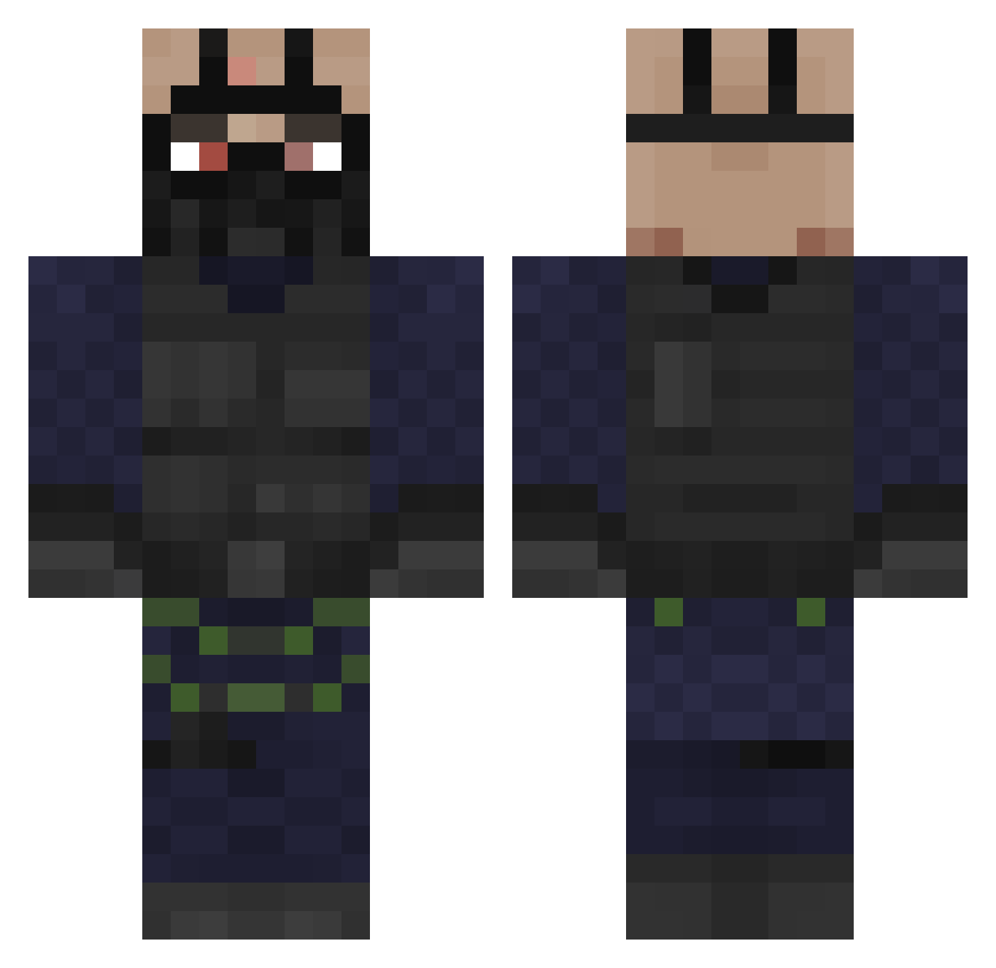 Subjectified Minecraft skin, front and back view