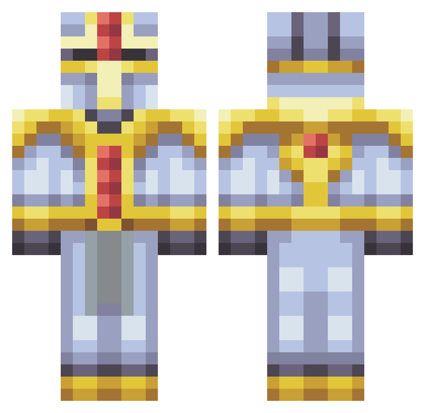 UnPixel Minecraft skin, front and back view
