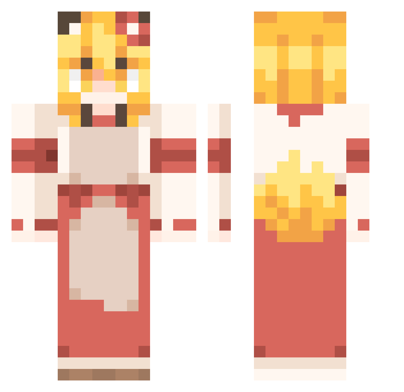 Dimpsy Minecraft skin, front and back view