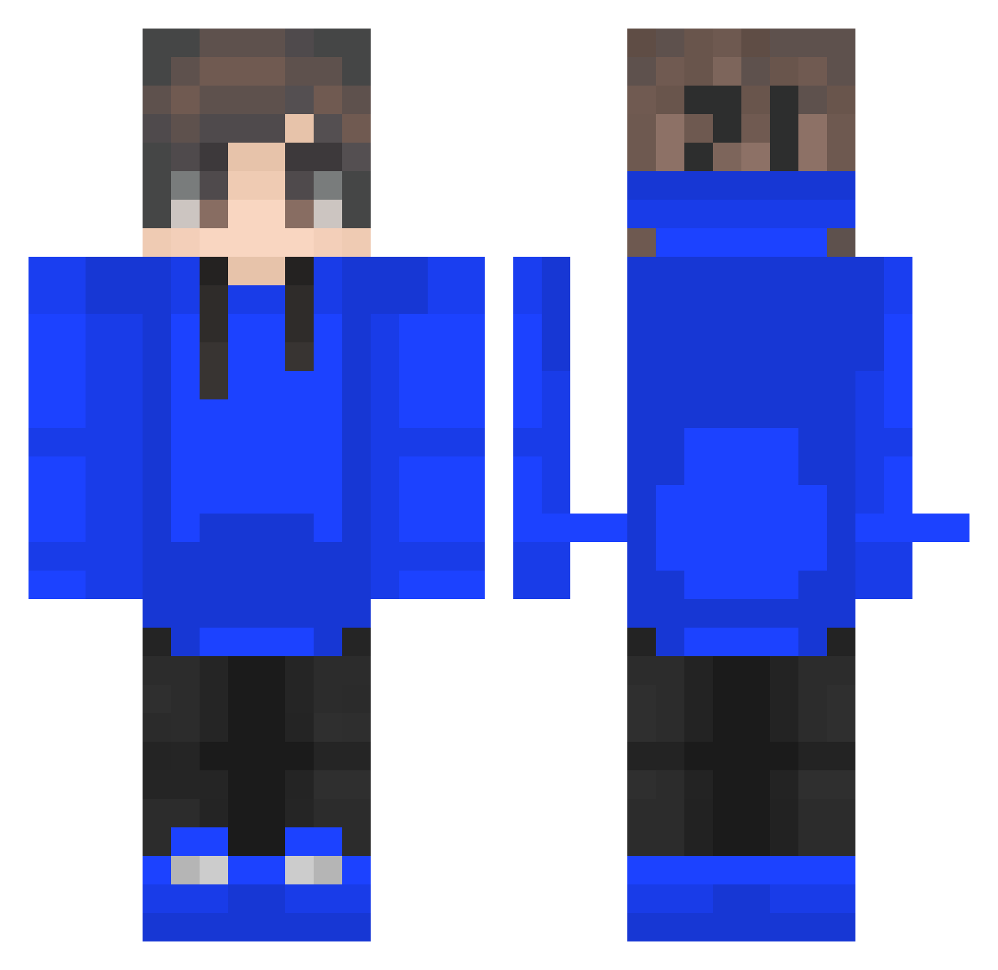 Sameks Minecraft skin, front and back view