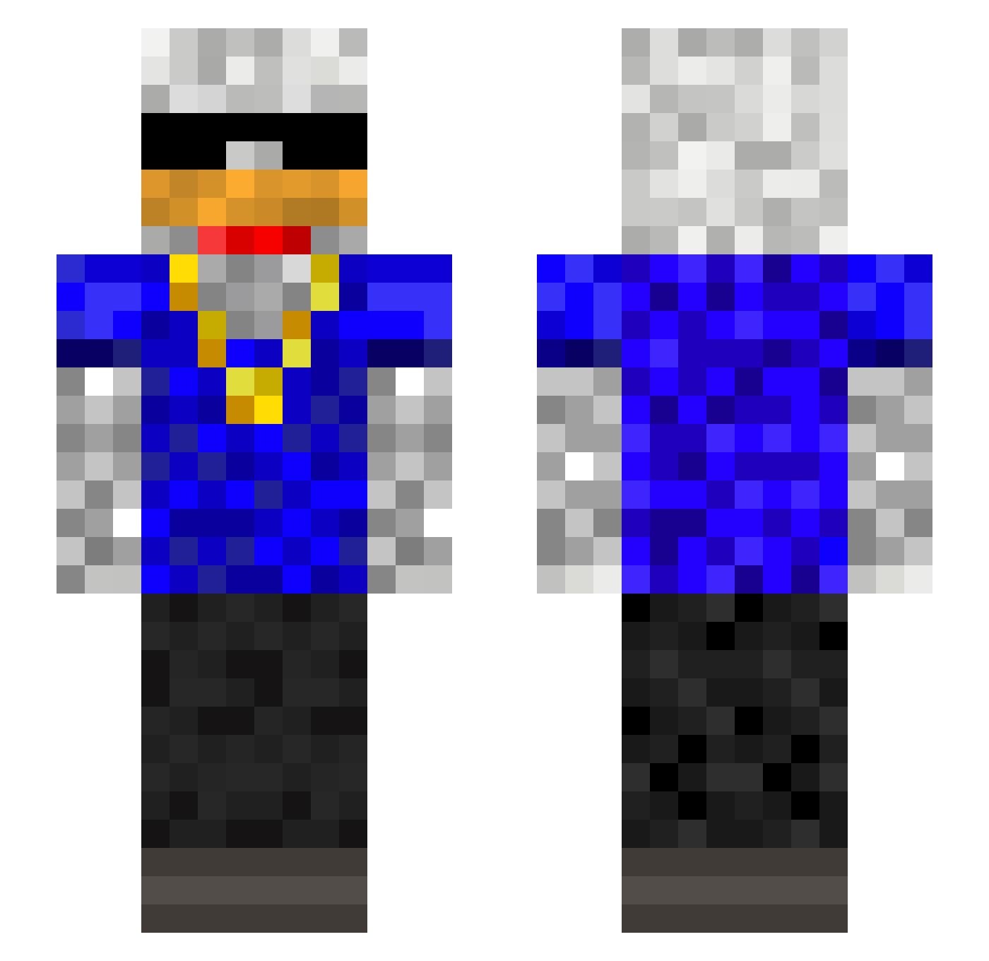 usbo Minecraft skin, front and back view