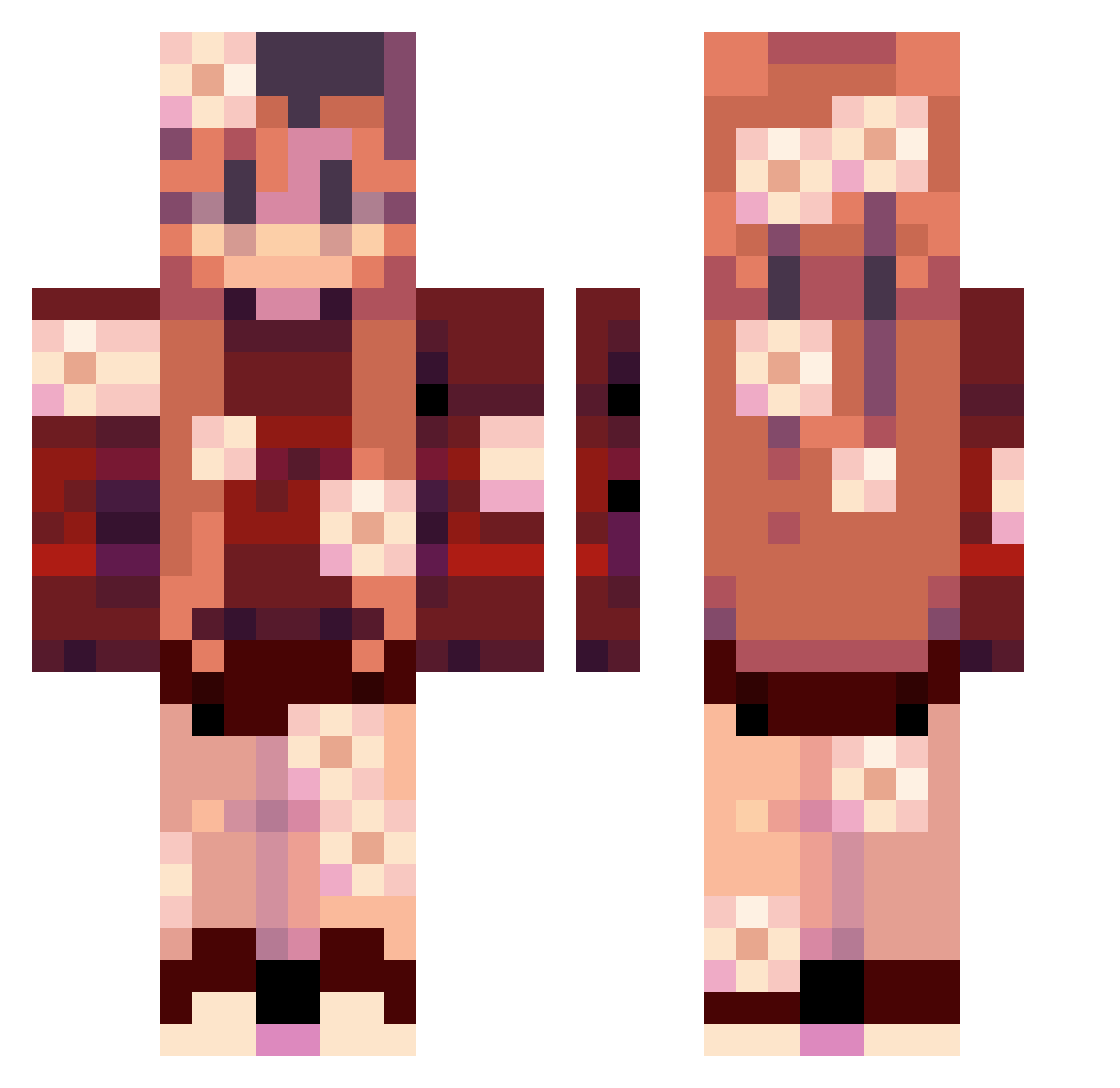 xylotinlive Minecraft skin, front and back view
