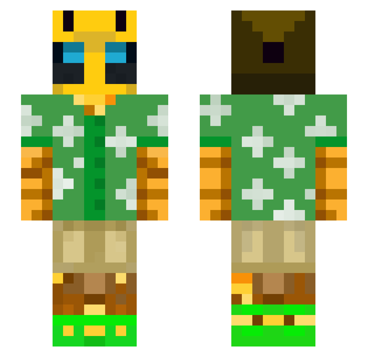 Thylakin Minecraft skin, front and back view