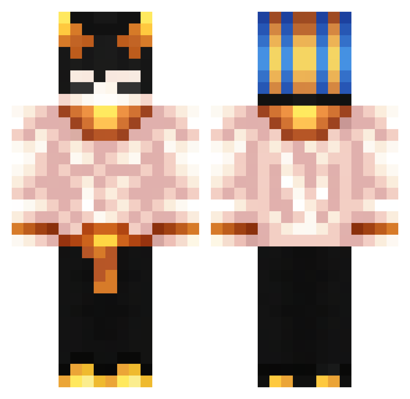 Sclyfer Minecraft skin, front and back view