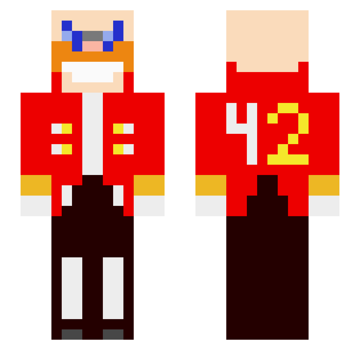 KrabikGangster Minecraft skin, front and back view