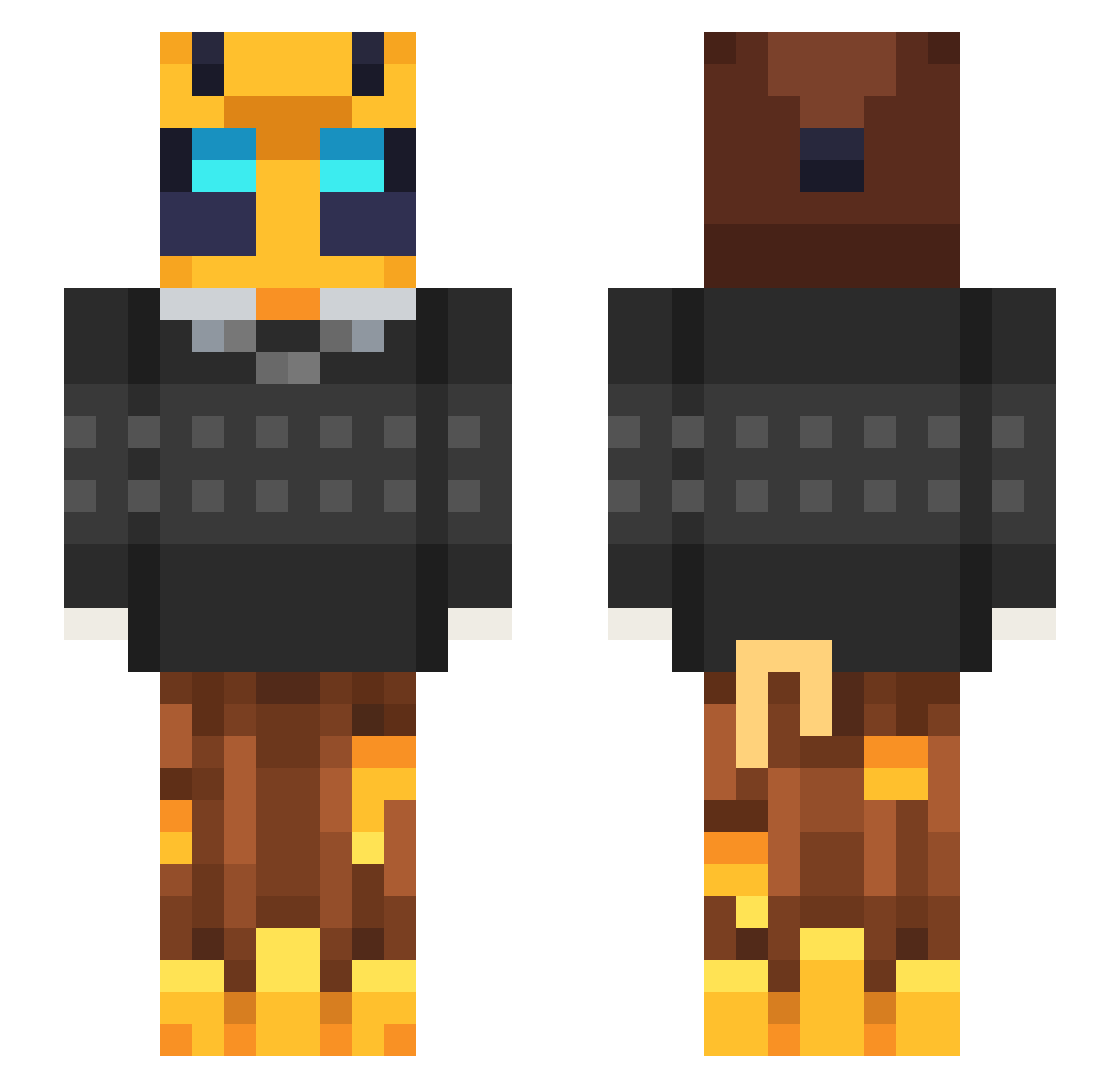 Hypergraph Minecraft skin, front and back view