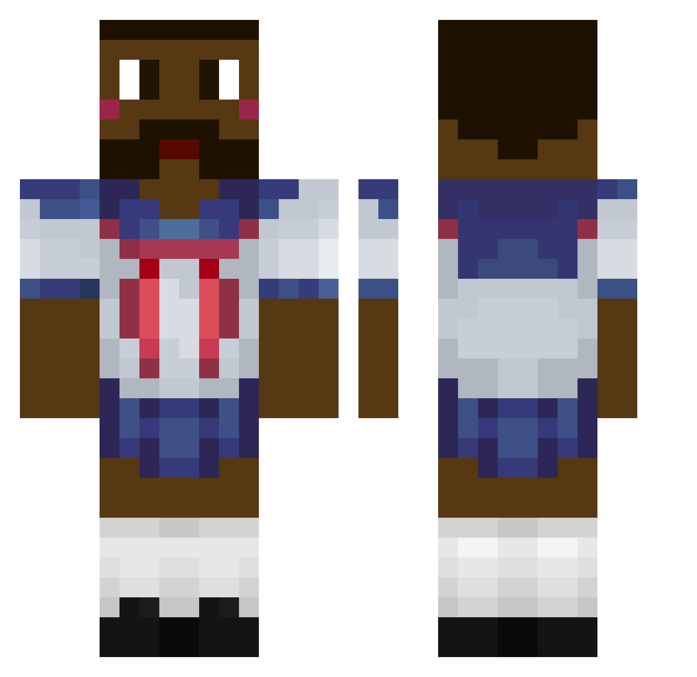 AlexisKV Minecraft skin, front and back view