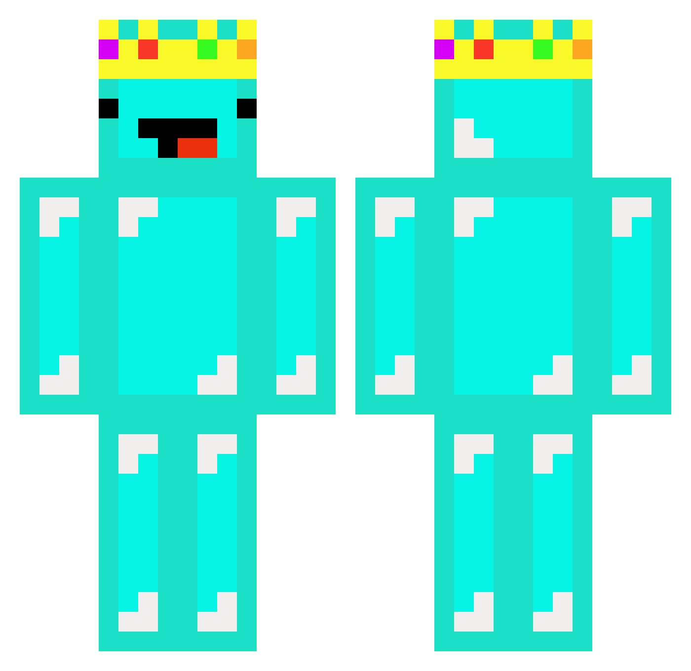 SurferSamm Minecraft skin, front and back view