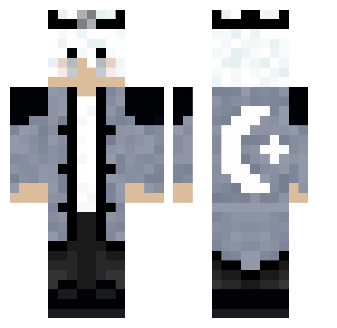 YikesOnline Minecraft skin, front and back view