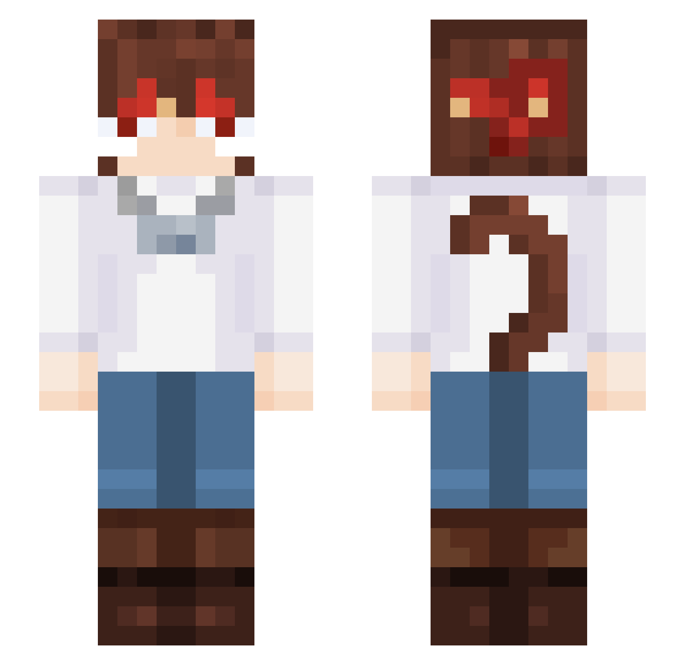 Plum3489 Minecraft skin, front and back view