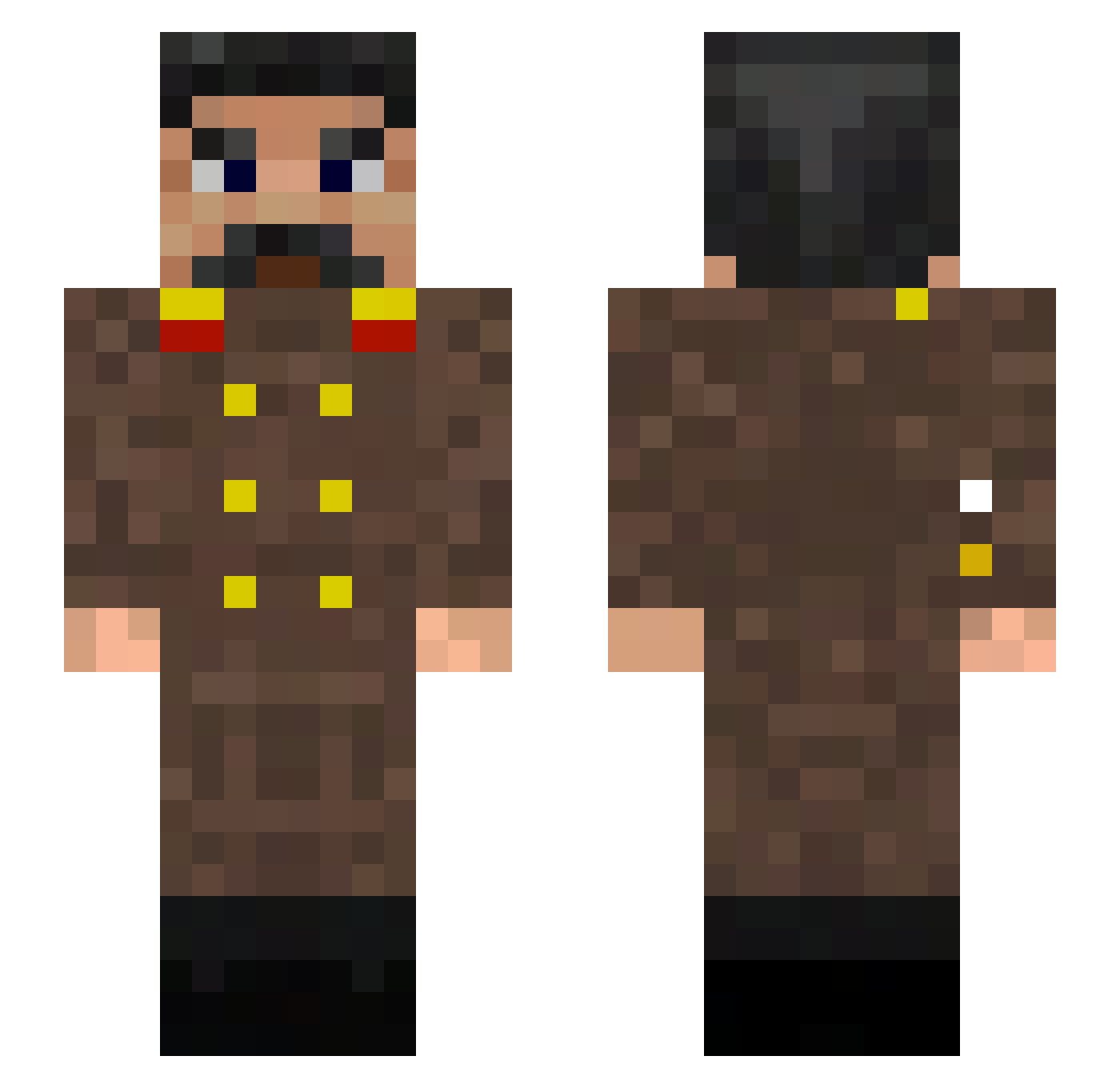 Enqvy Minecraft skin, front and back view