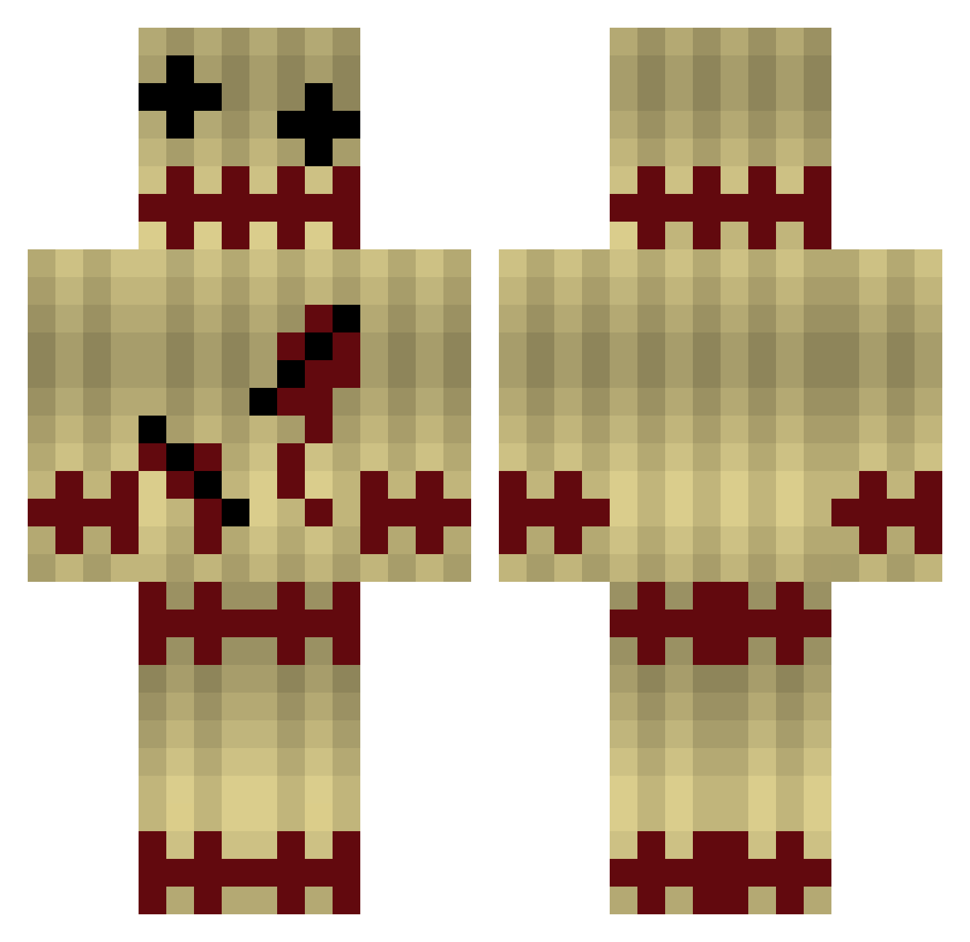 traptools Minecraft skin, front and back view