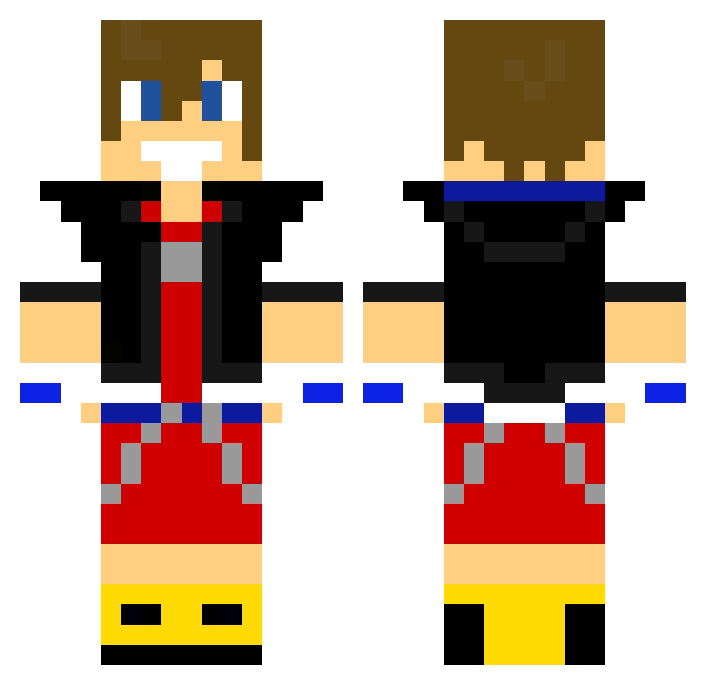 SkippyGee Minecraft skin, front and back view