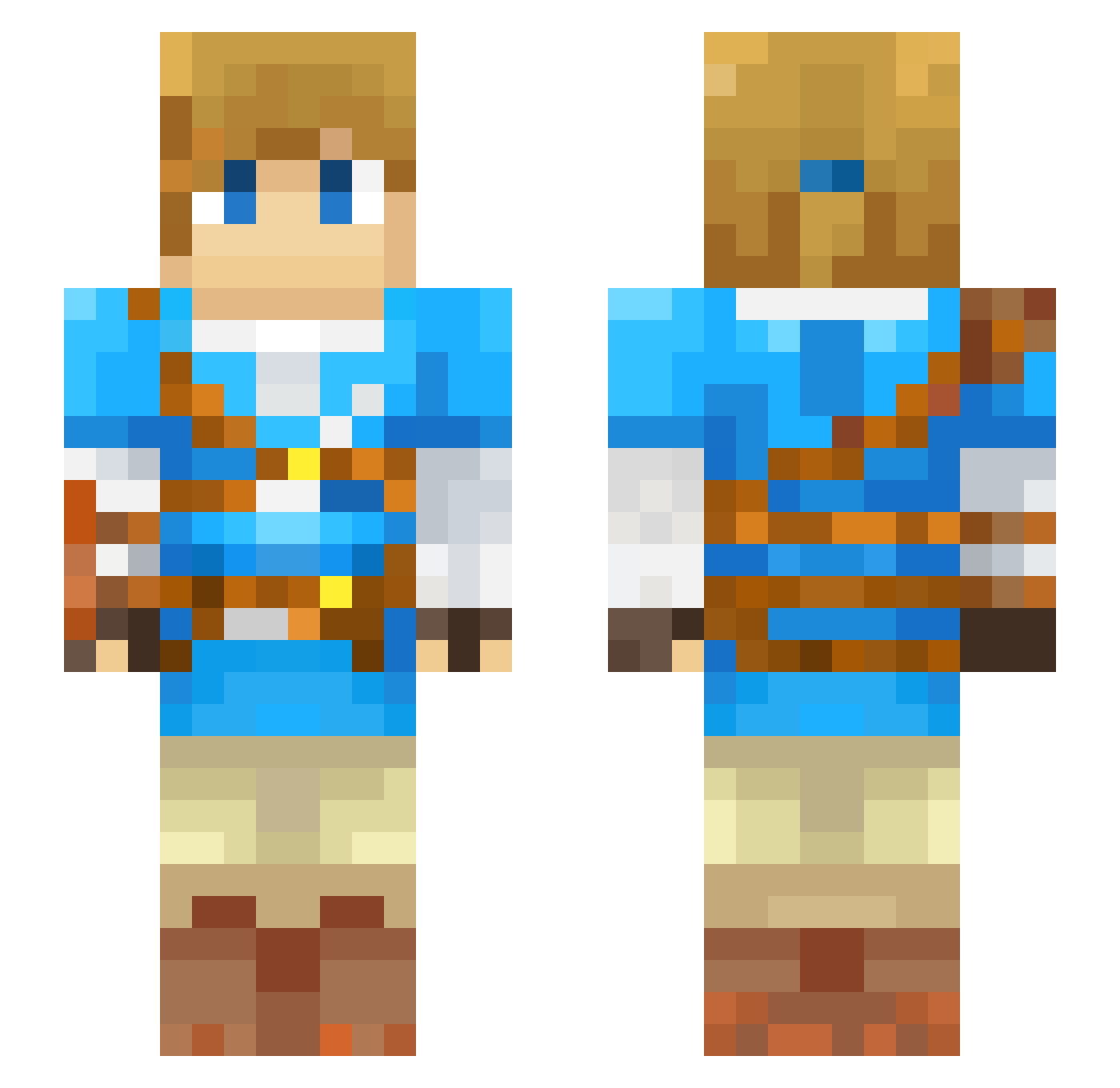 HiBread Minecraft skin, front and back view