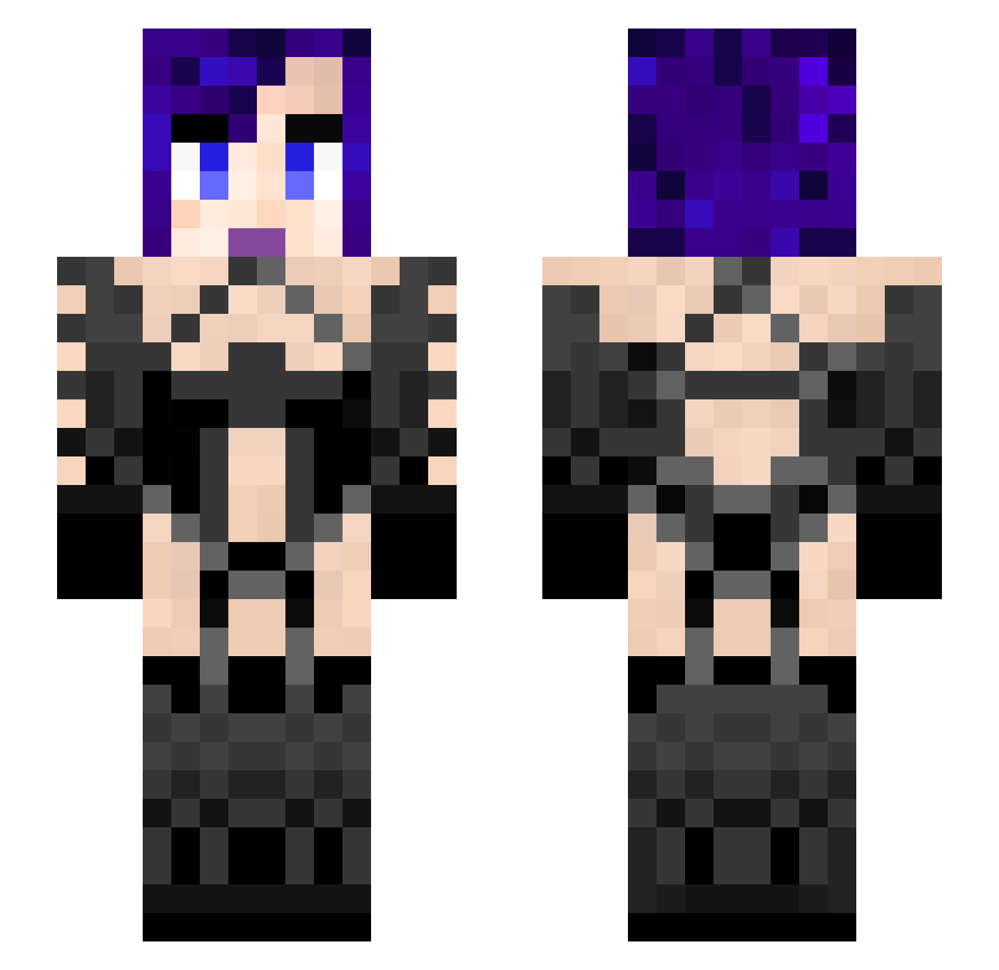 Oriah Minecraft skin, front and back view
