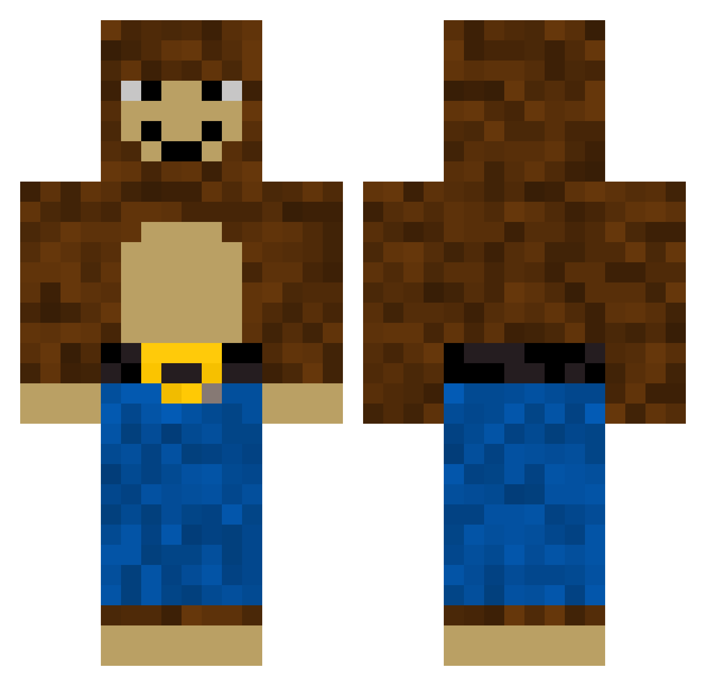 Gimpboy64 Minecraft skin, front and back view