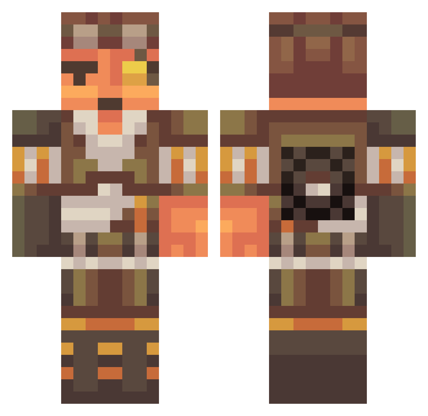 Phosphorylation Minecraft skin, front and back view