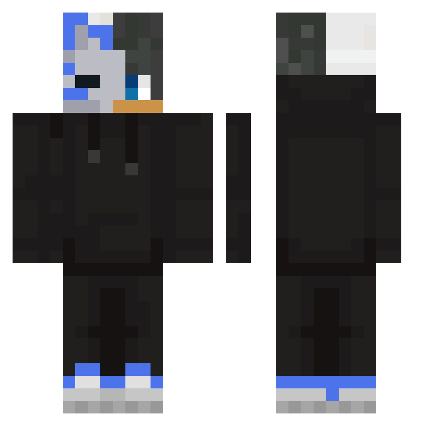 JashiePVP Minecraft skin, front and back view