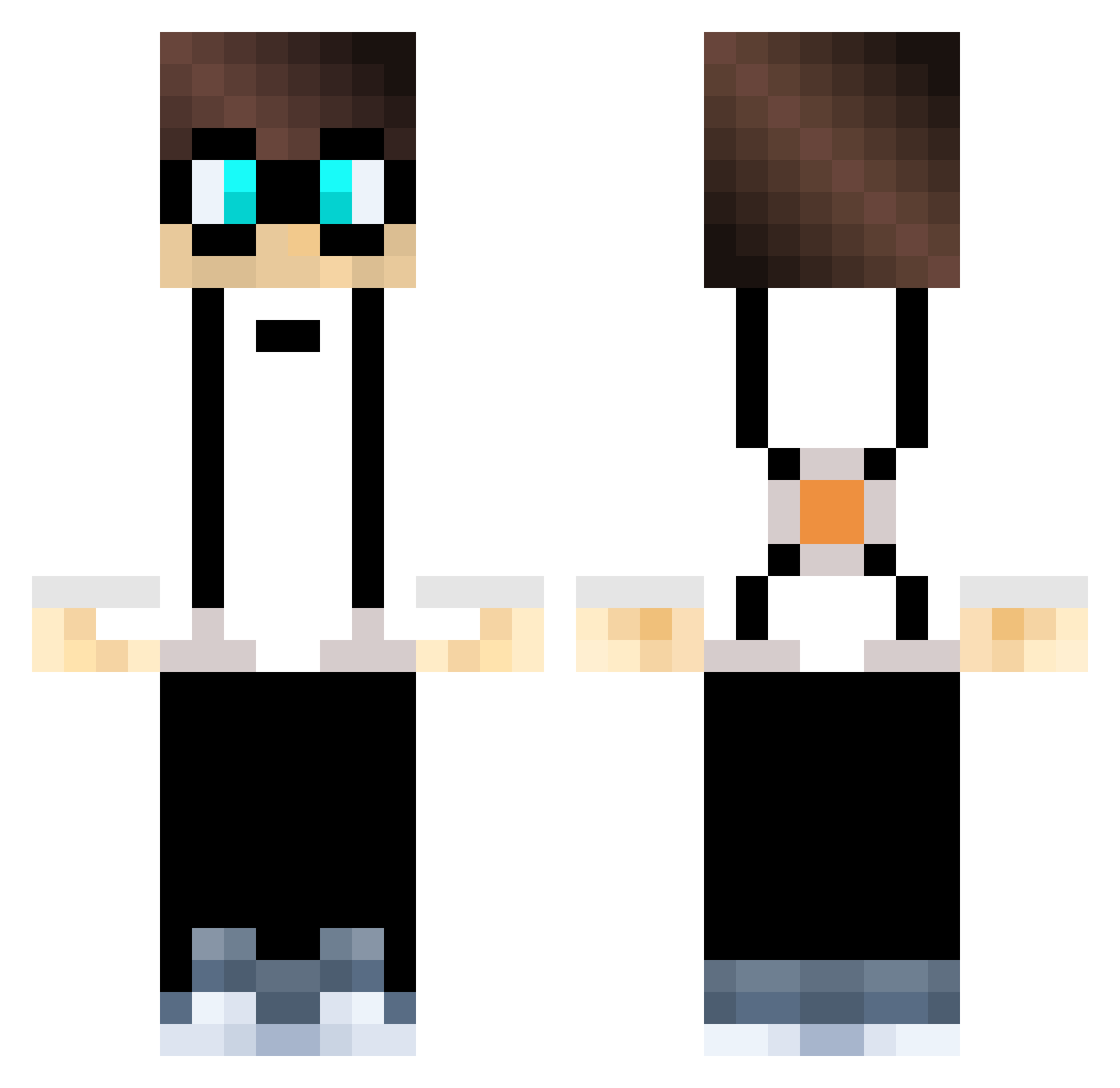 Atheseis Minecraft skin, front and back view