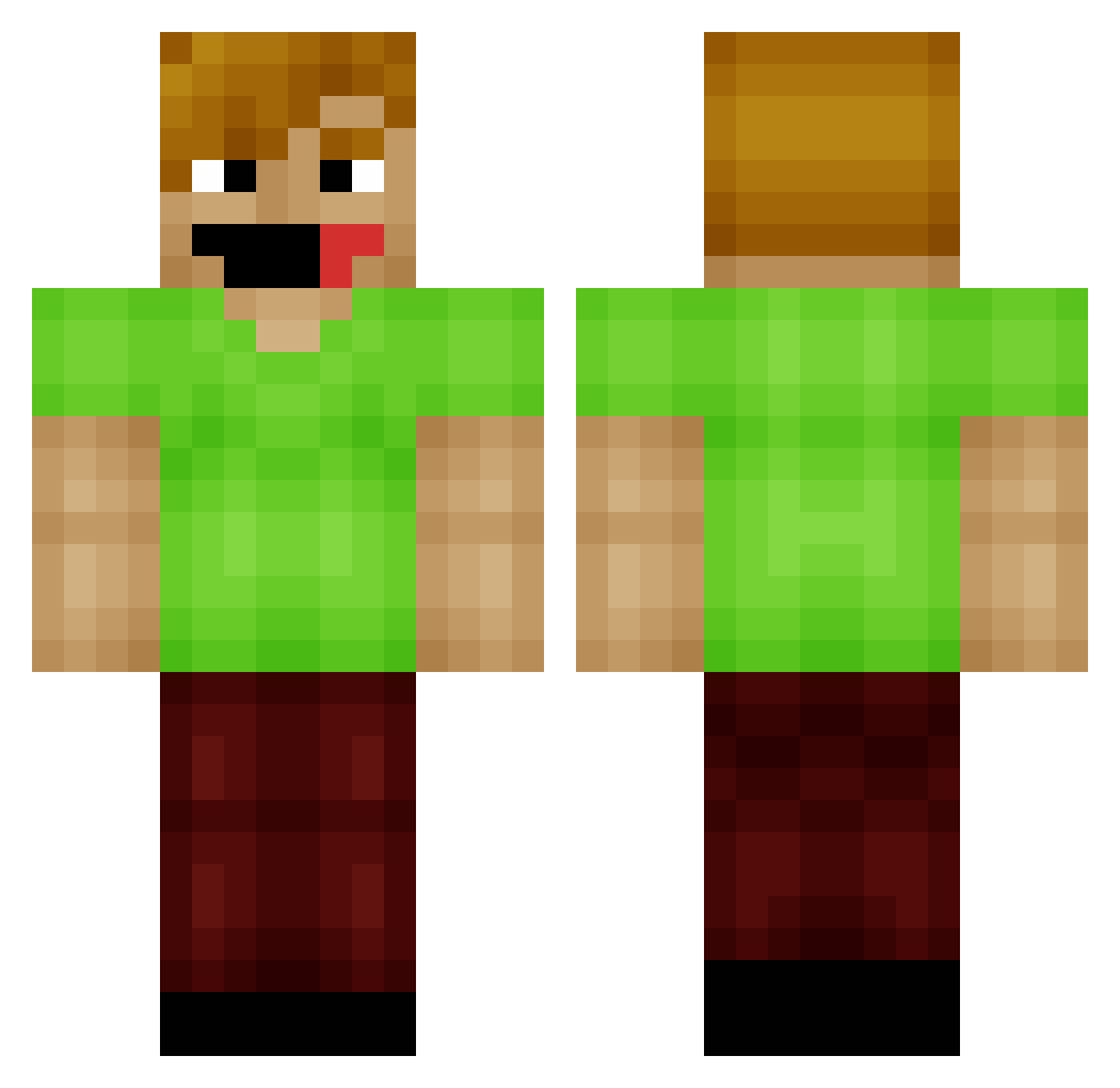 AyFax Minecraft skin, front and back view