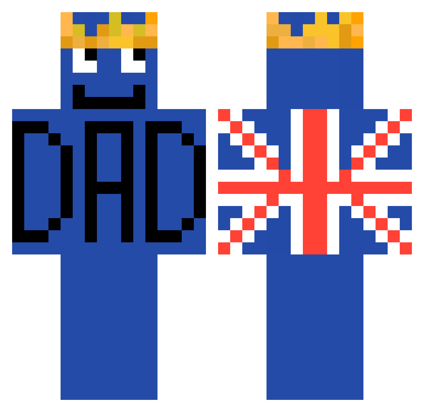 CmonLee0102 Minecraft skin, front and back view
