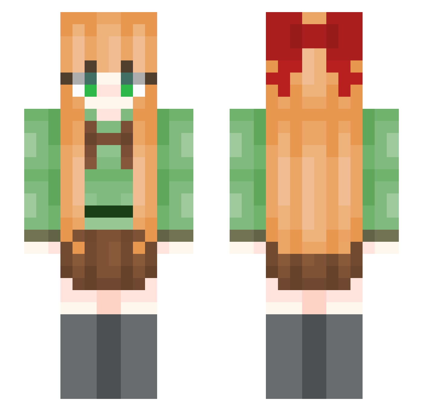 Flangide Minecraft skin, front and back view