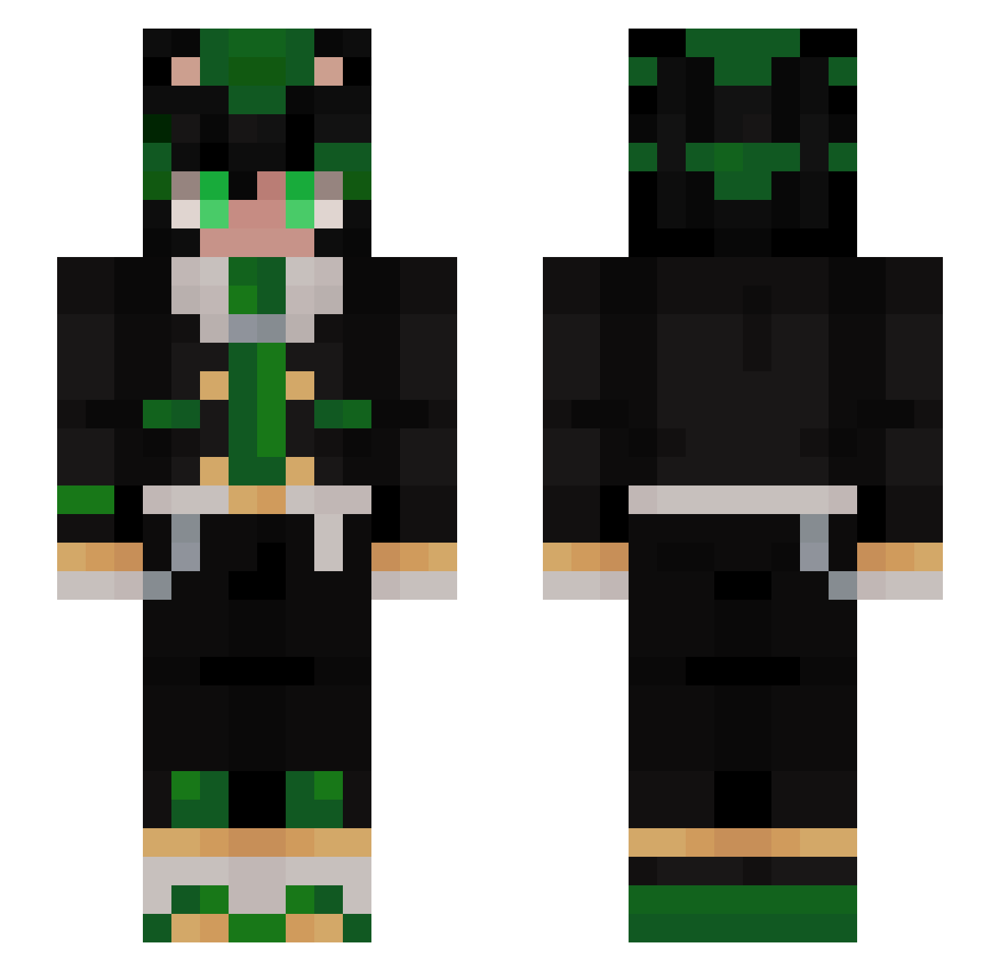 JungleManDarn Minecraft skin, front and back view