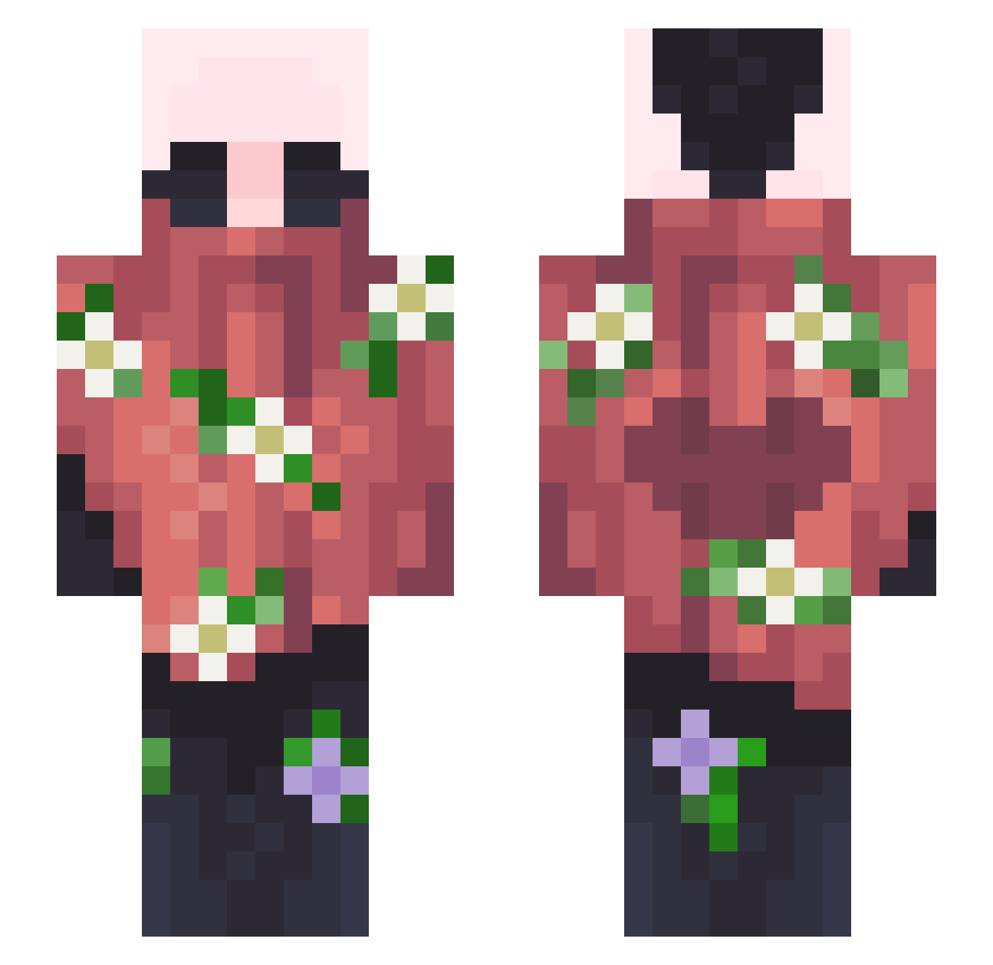Unmarkable Minecraft skin, front and back view