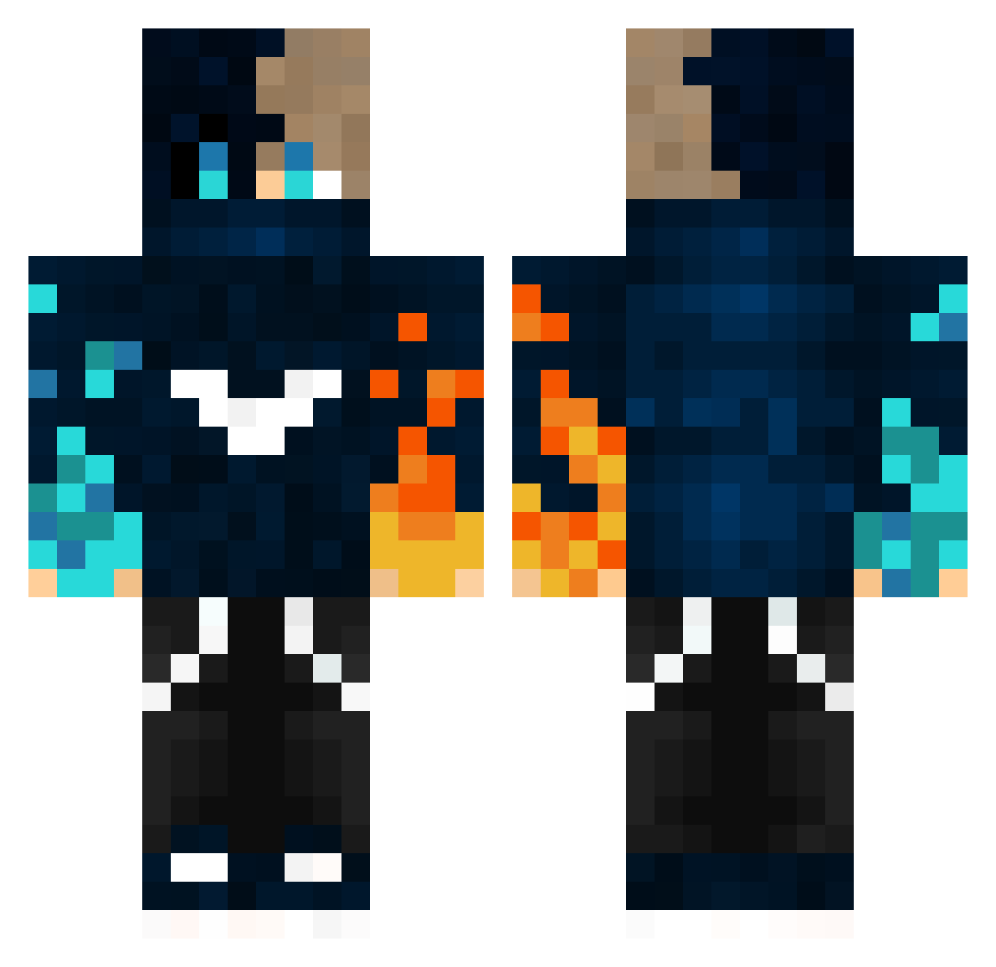 PPPANIC Minecraft skin, front and back view