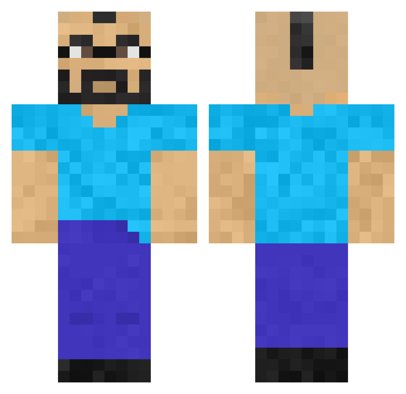 PizzaLover21 Minecraft skin, front and back view