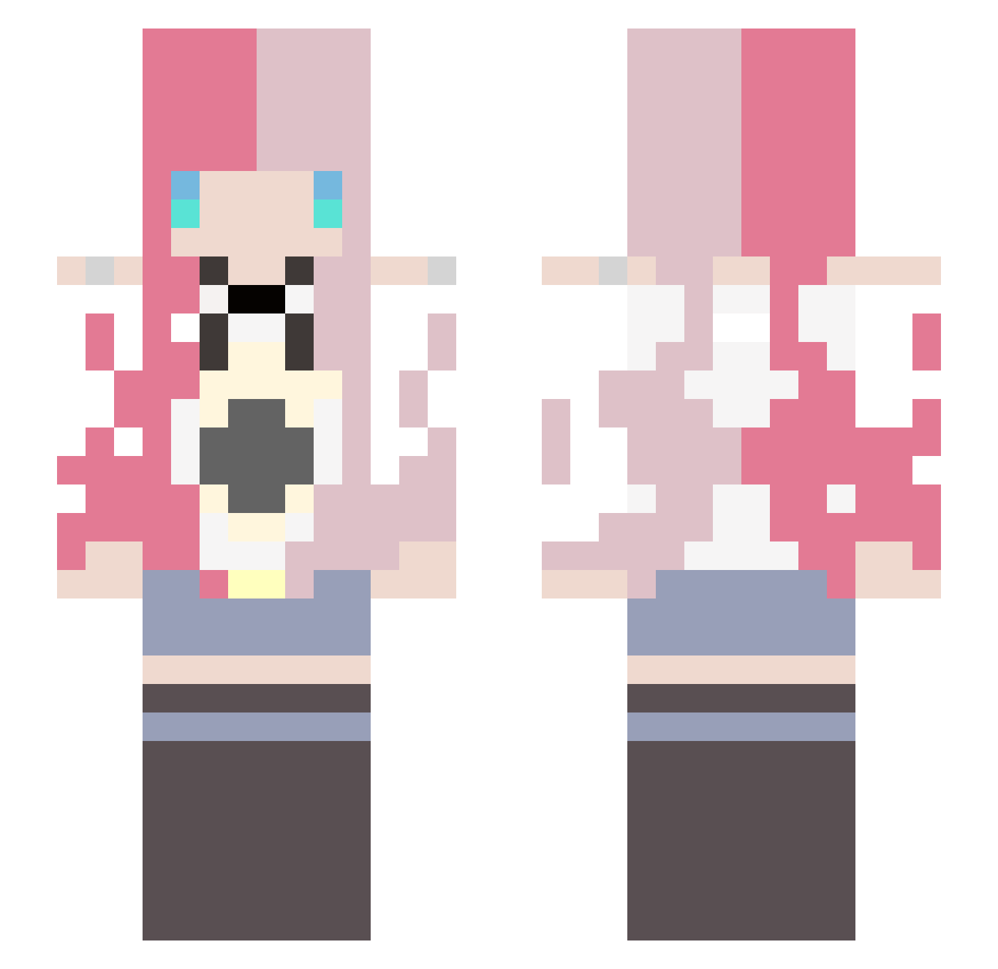 linger_0 Minecraft skin, front and back view