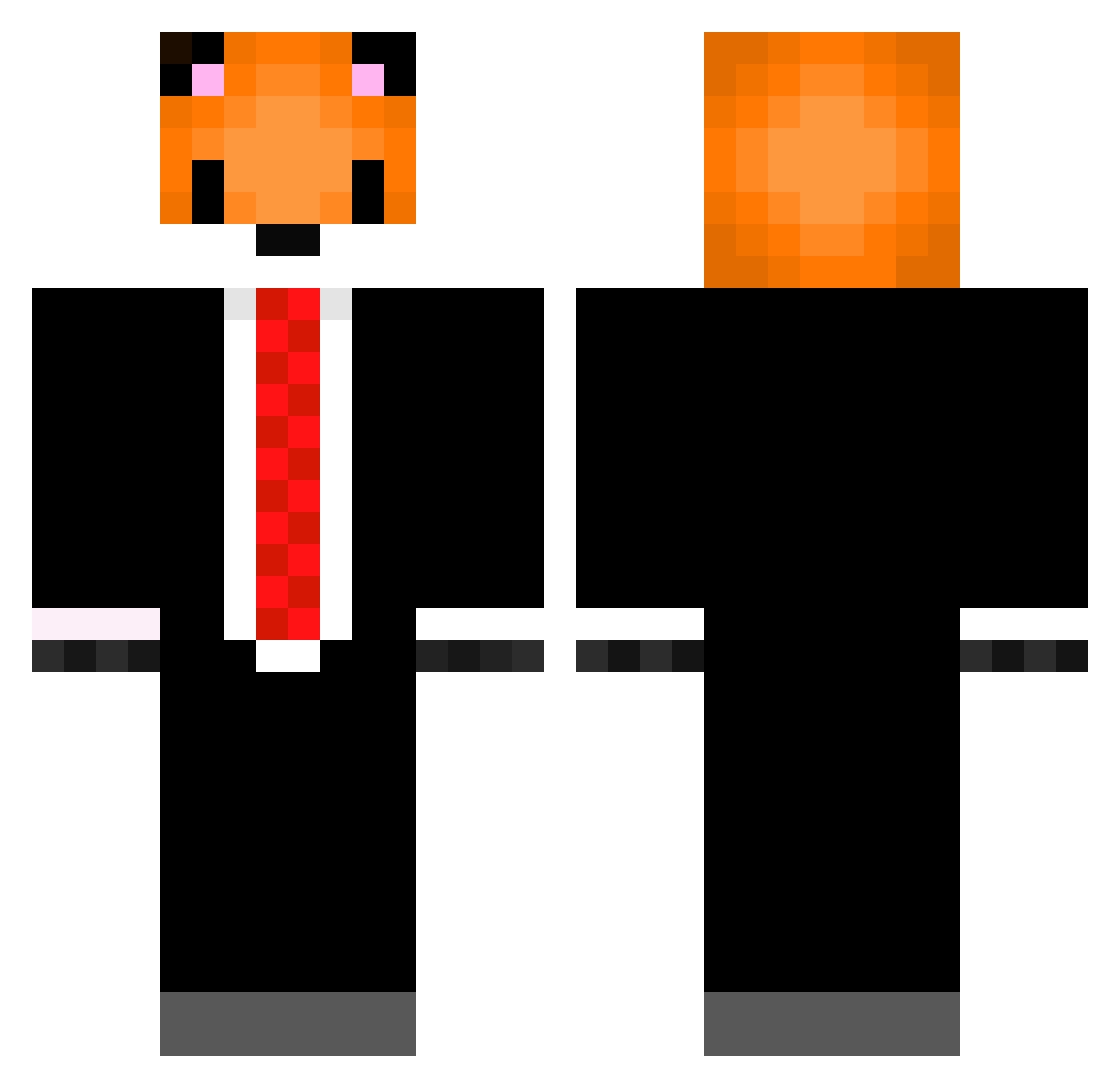 fuyh Minecraft skin, front and back view