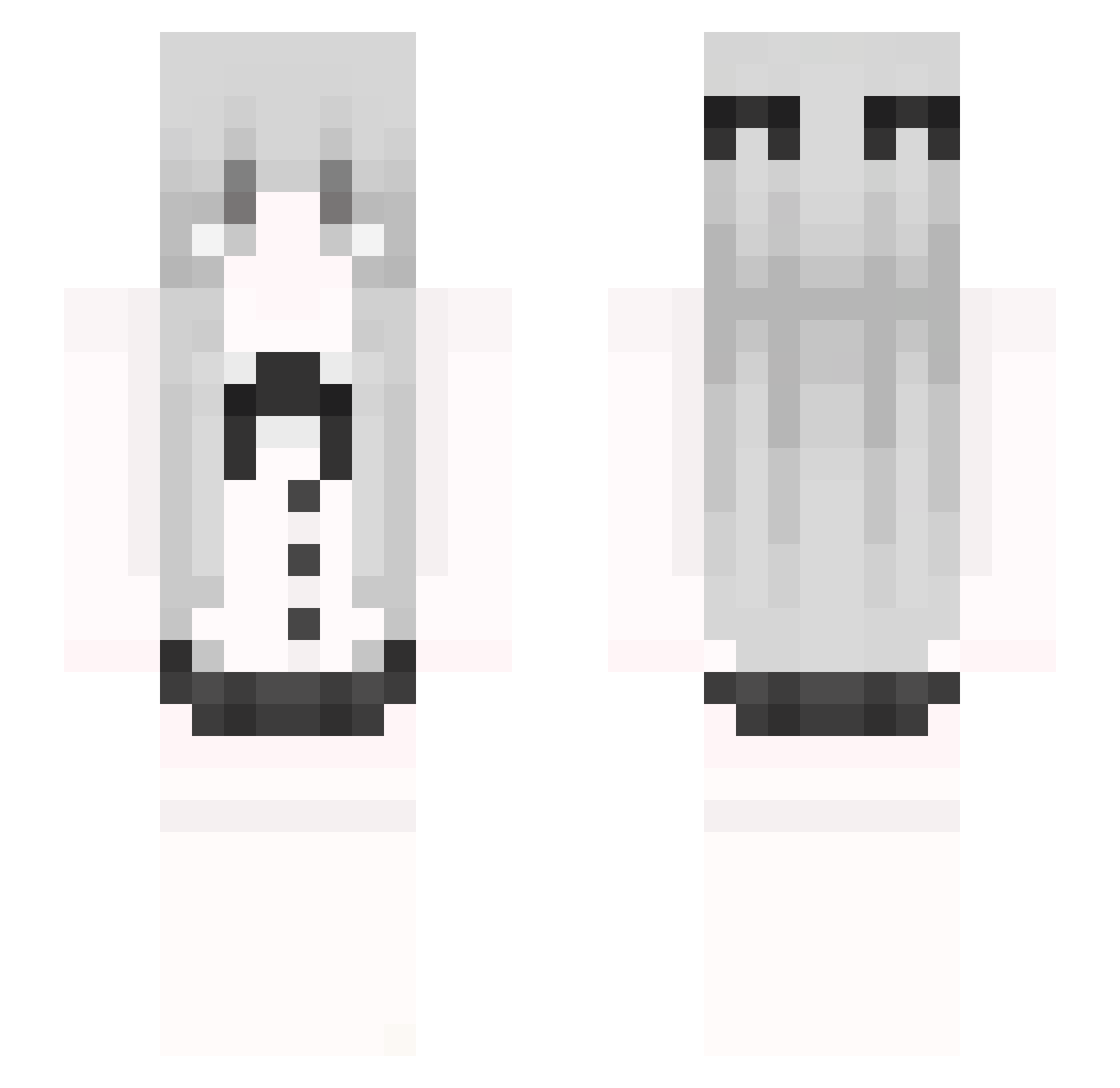 SnowyPetal_ Minecraft skin, front and back view
