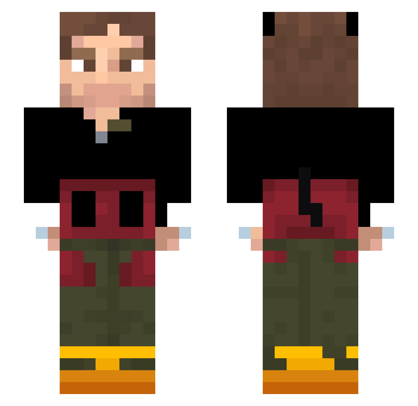 Opelheimer Minecraft skin, front and back view