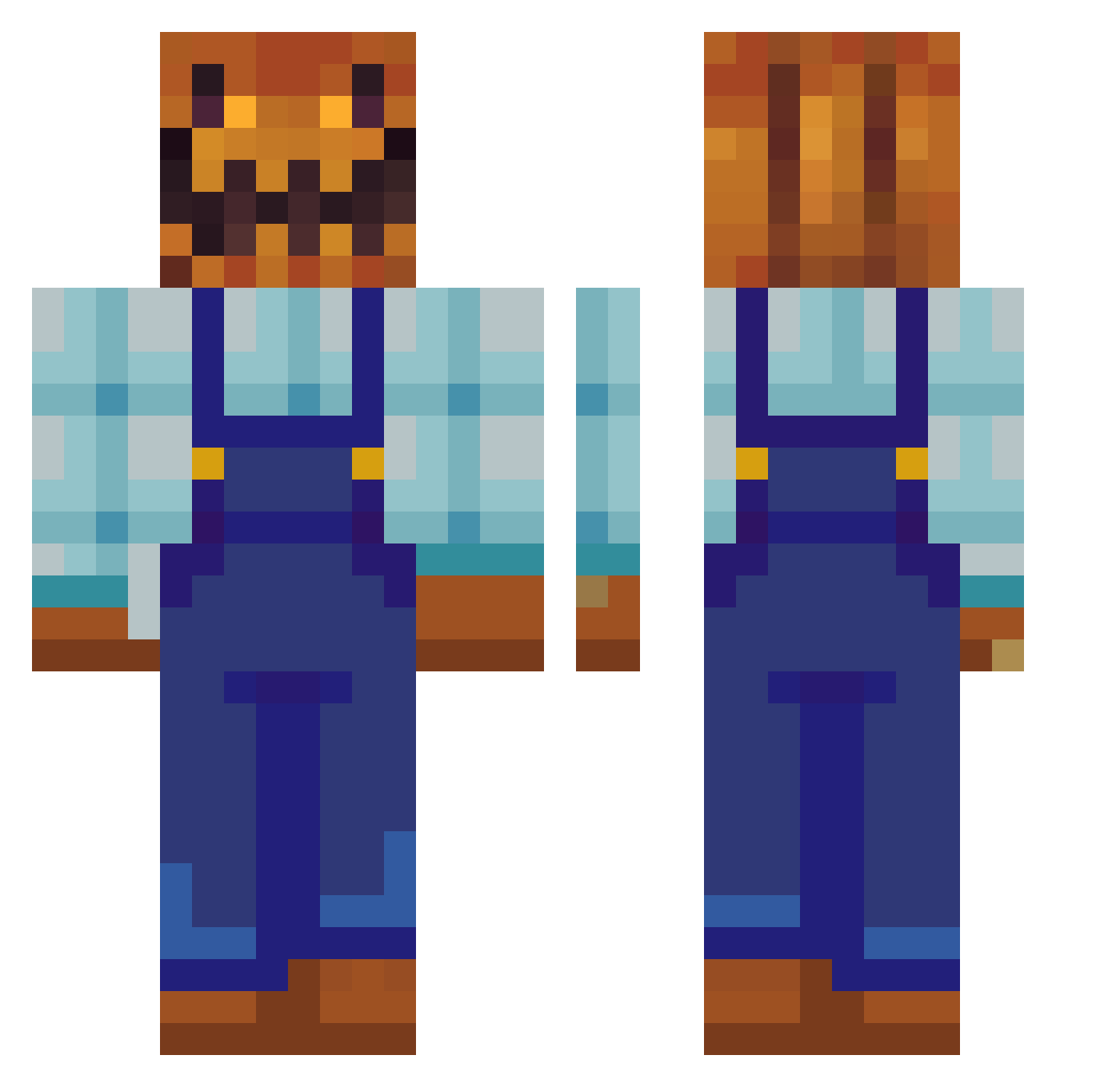 Wragdan Minecraft skin, front and back view