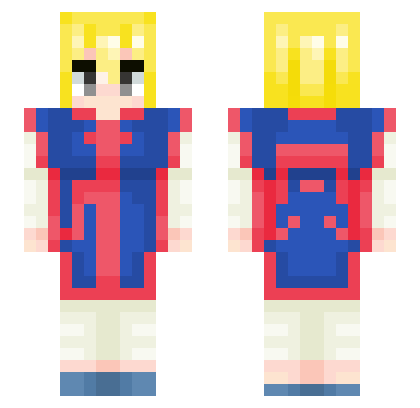 Kwaskk Minecraft skin, front and back view