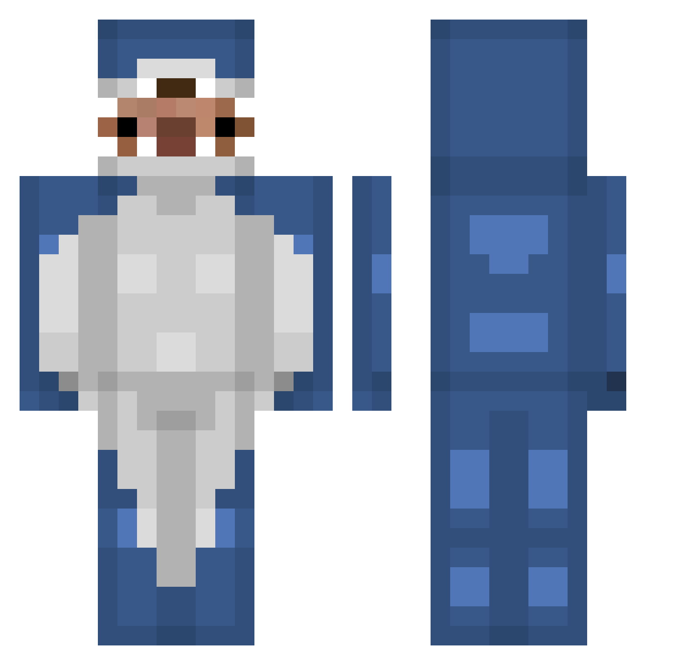 Cartoooonish Minecraft skin, front and back view