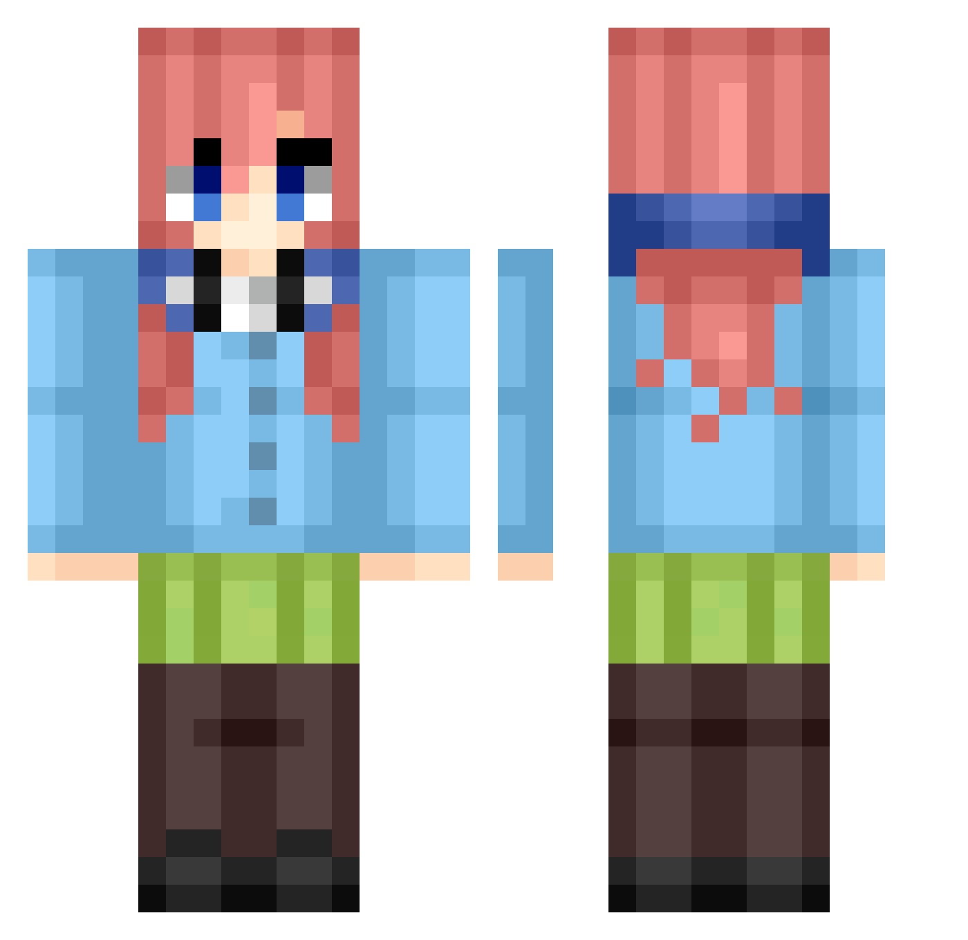 mnkeybutler2110 Minecraft skin, front and back view