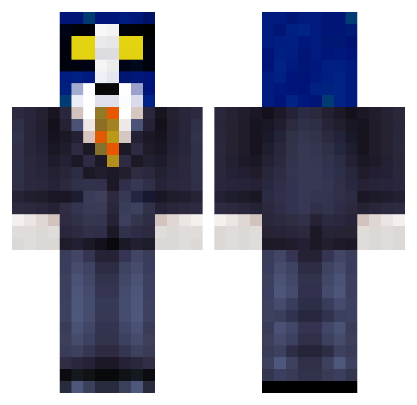 Bleugaroux Minecraft skin, front and back view