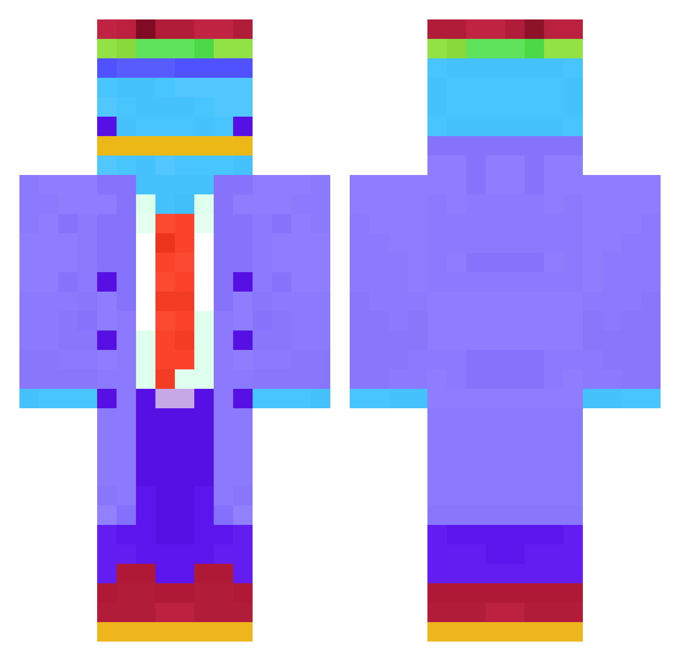 flirbit Minecraft skin, front and back view