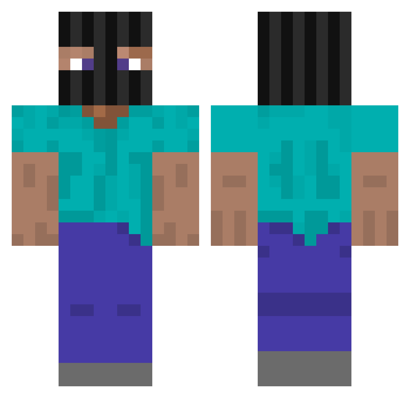 perkahol Minecraft skin, front and back view