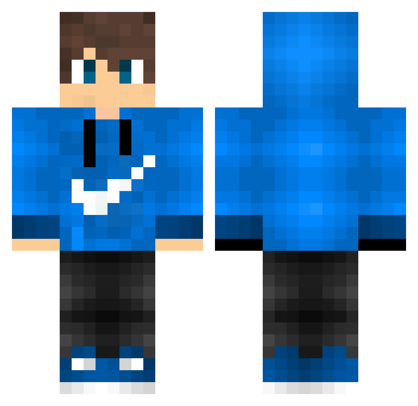 Cam57 Minecraft skin, front and back view