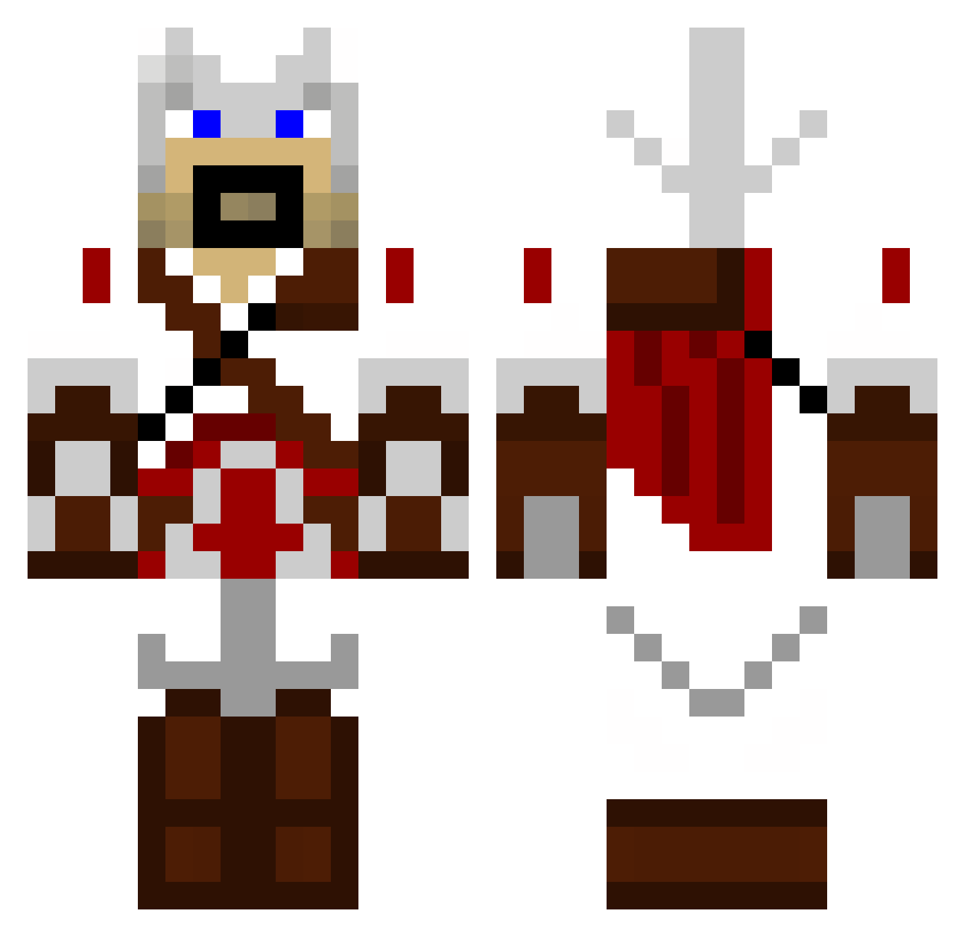 Earlish Minecraft skin, front and back view